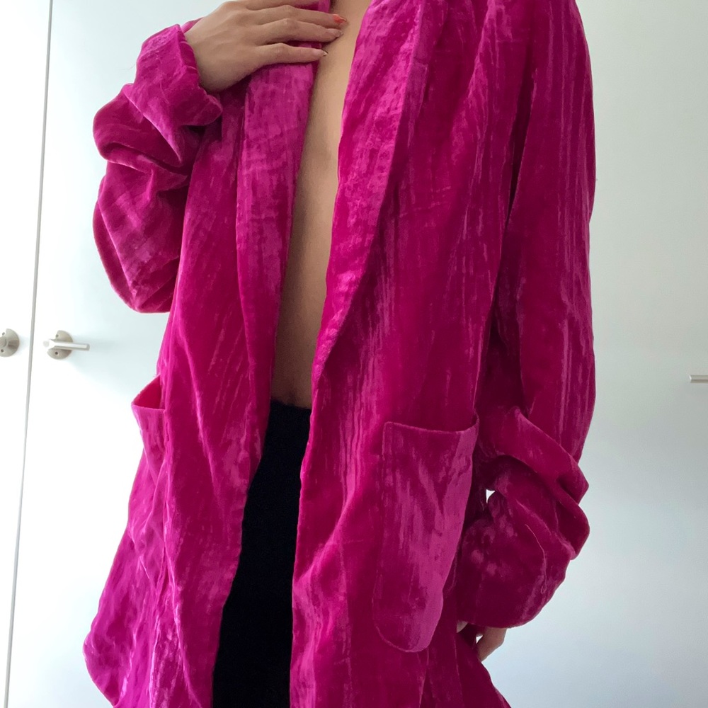 Nasty Gal Single Breasted Crushed Velvet Blazer